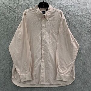 Vintage GAP Shirt Mens Size XL Button Up Plaid Extra Large White Two Ply Poplin